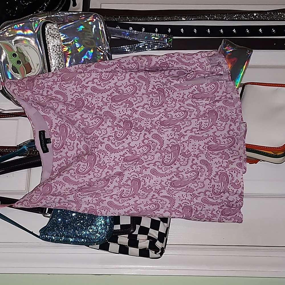 Pink paisley midi skirt